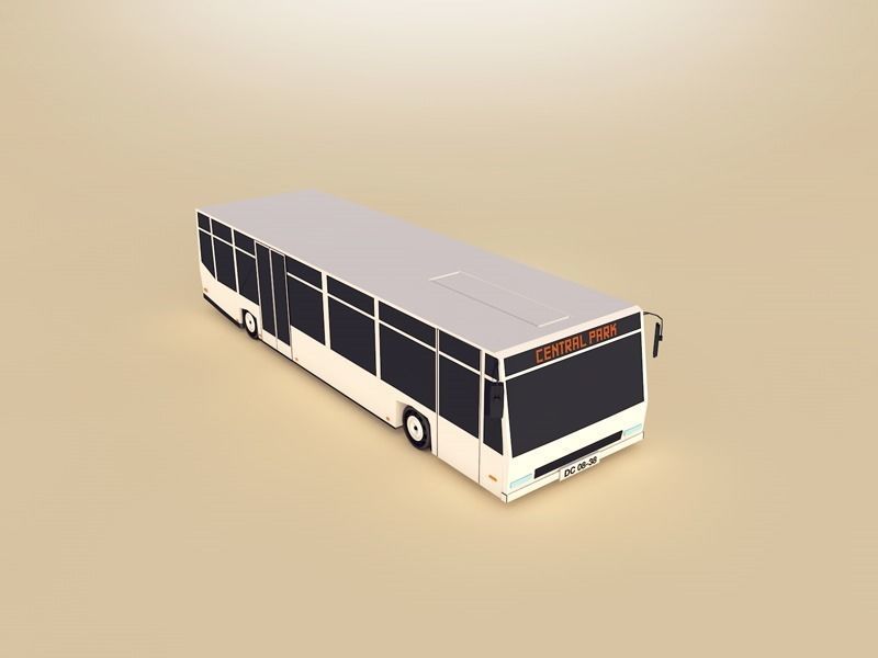 Cartoon Low Poly City Bus Low-poly 3D model_2