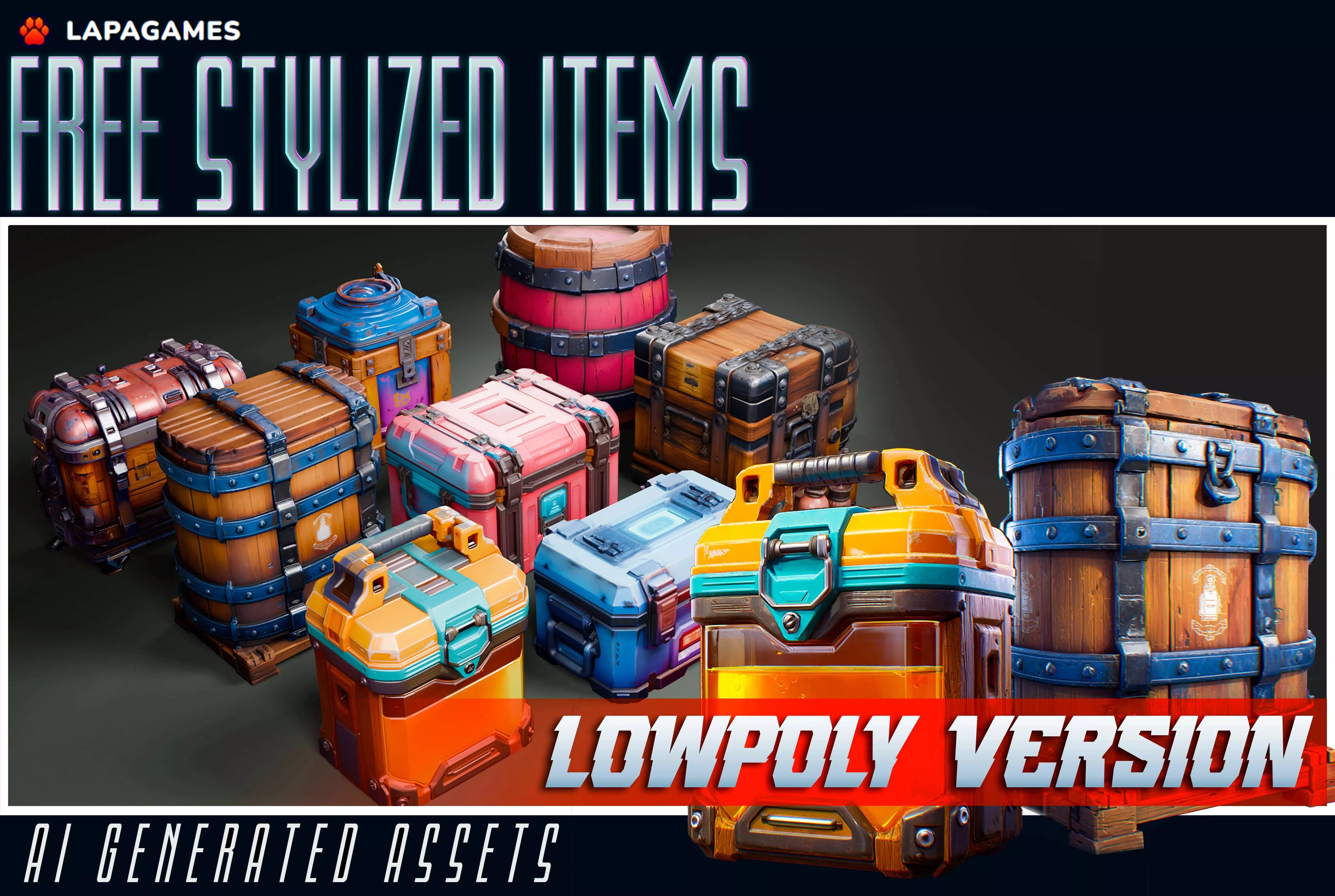 Free Stylized Items LowPoly Free low-poly 3D model