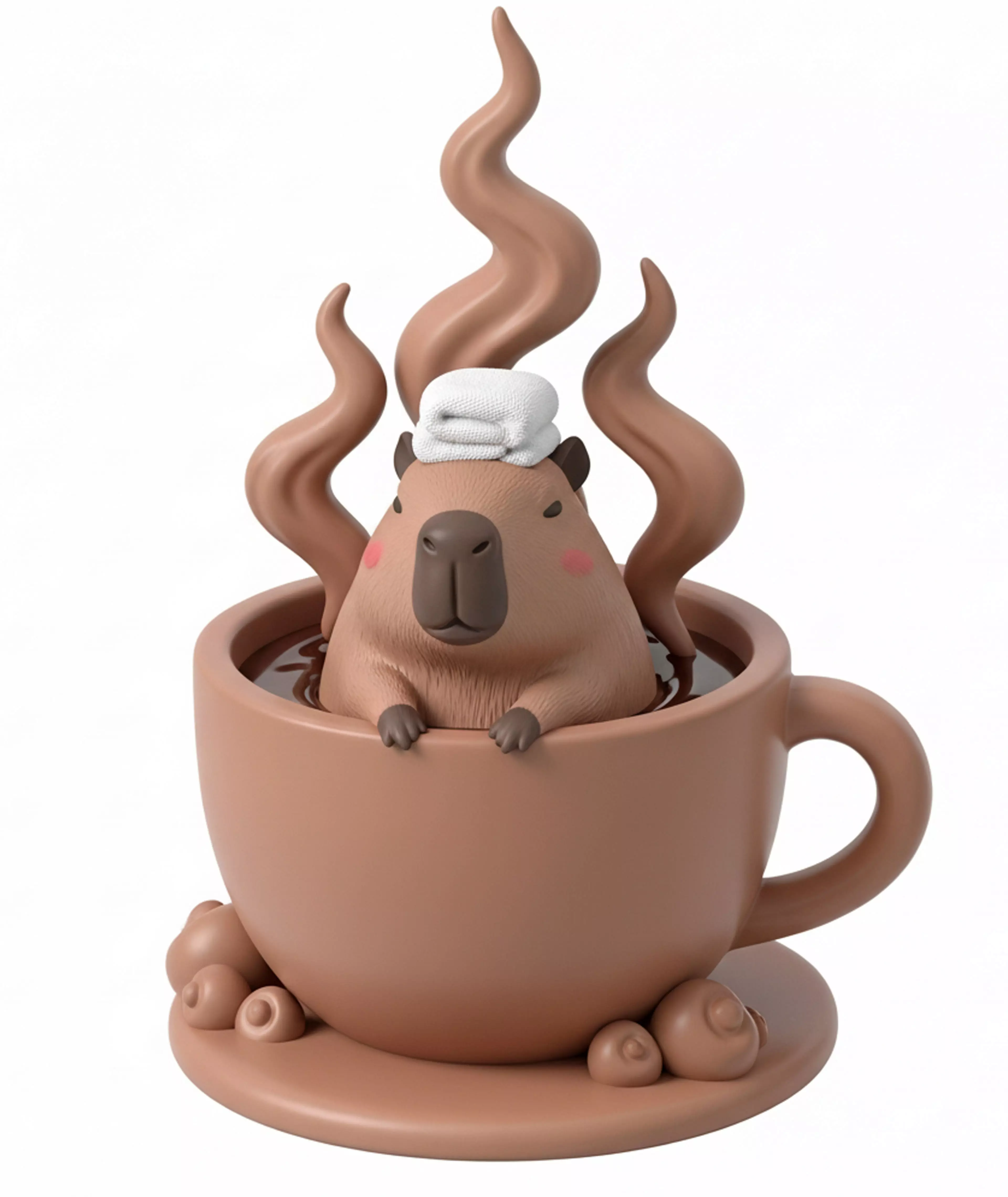 Cute Capybara Coffee Bath Kawaii Desk Toy Free 3D print model