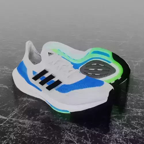 ADIDAS ULTRA BOOST 2021 - BLUE 3D SHOES Low-poly 3D model