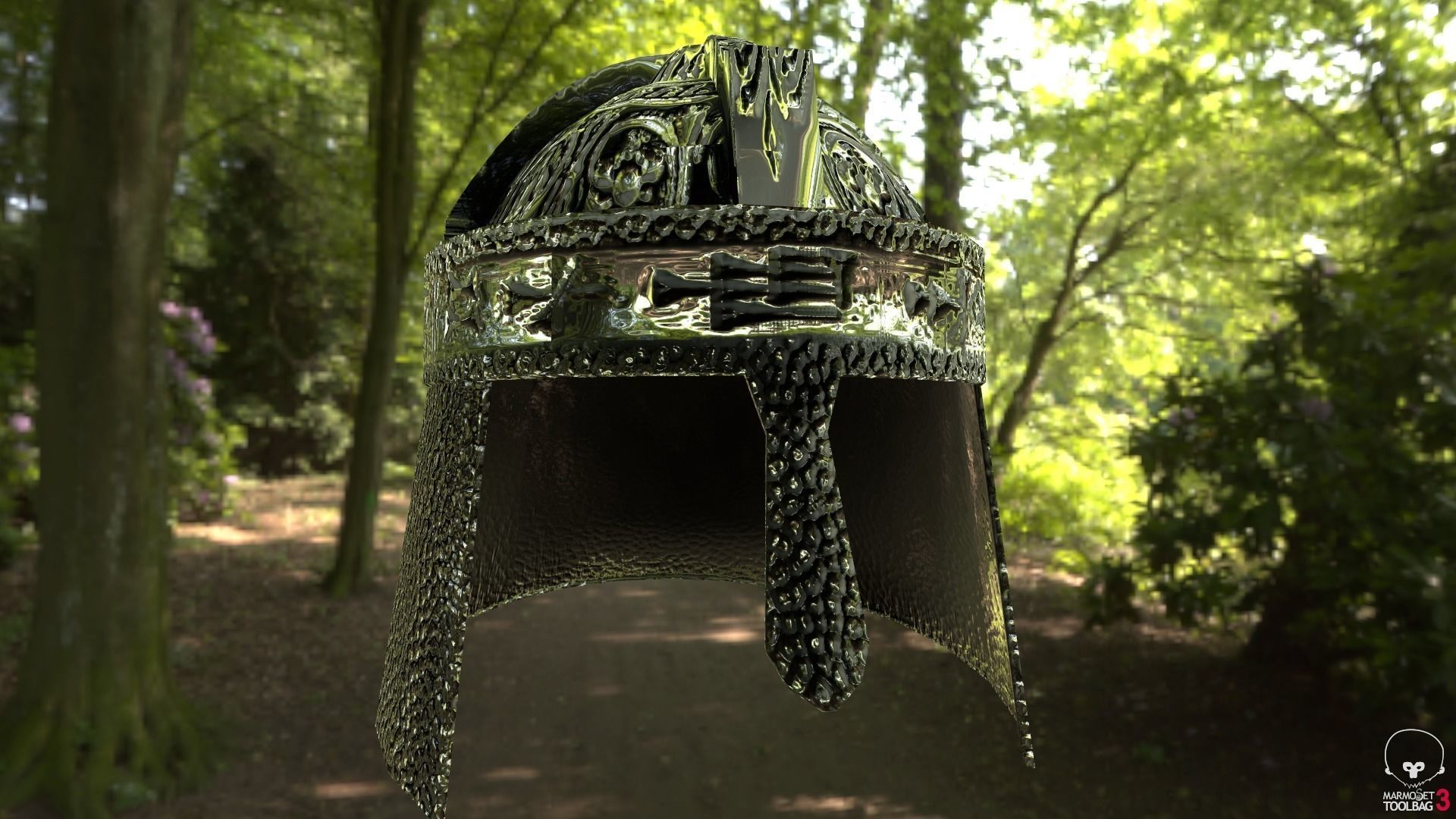 Engraved Steel Helmet Free low-poly 3D model_0