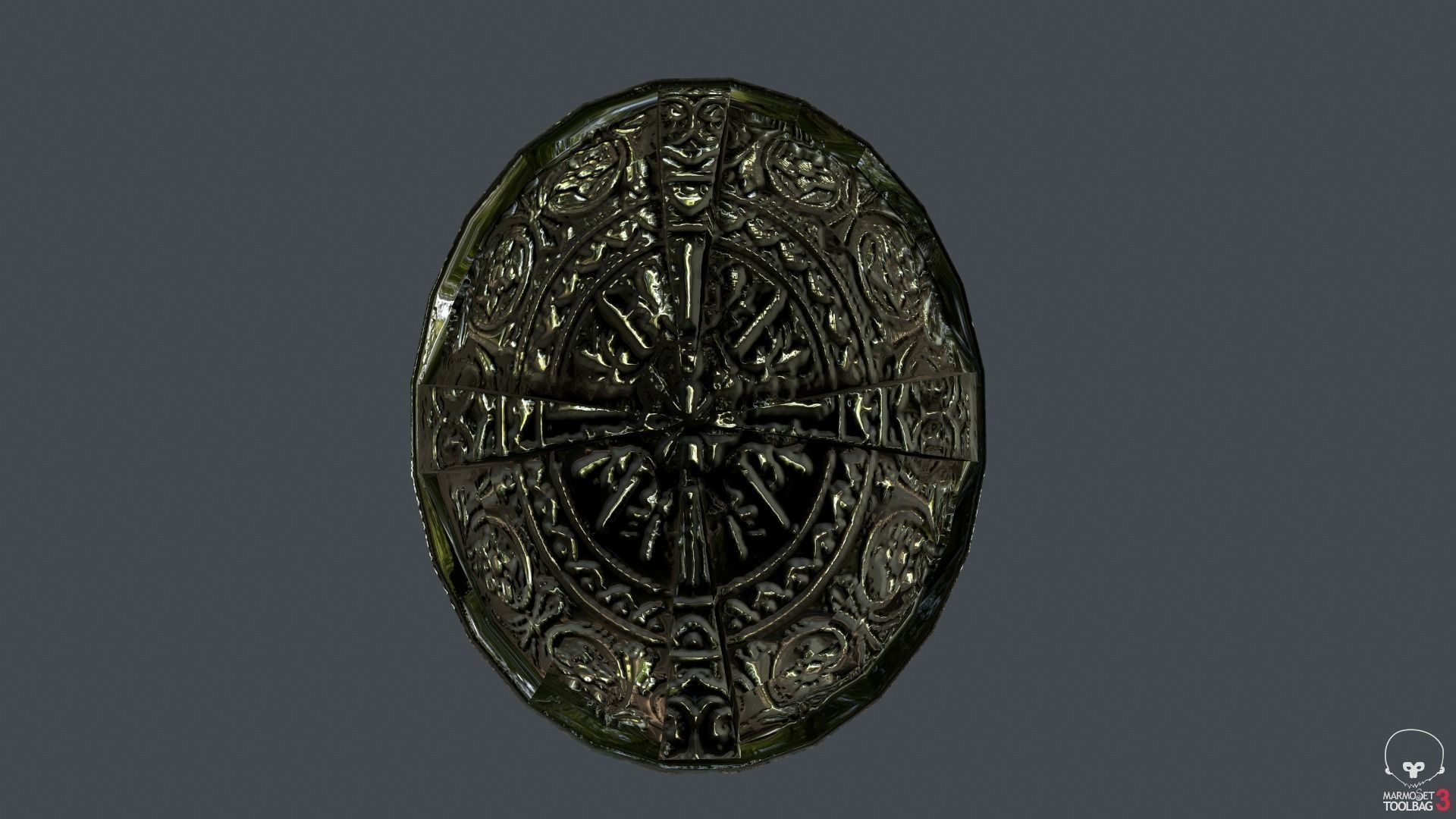 Engraved Steel Helmet Free low-poly 3D model_4