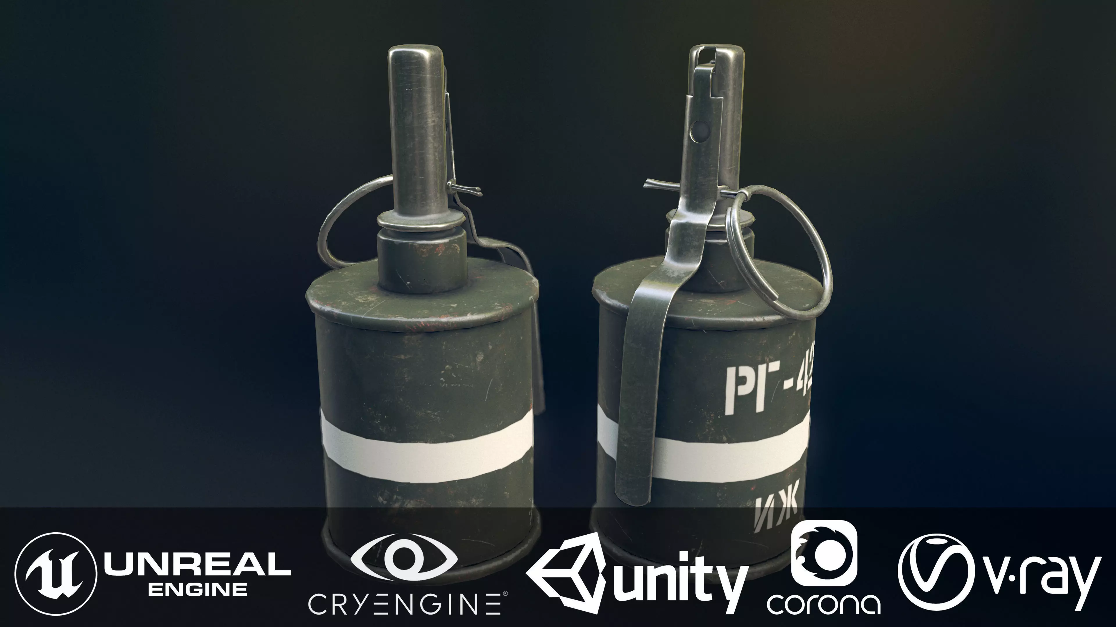 RG 42 Hand Grenade Low-poly 3D model_0