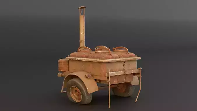 Old Army Filed Kitchen Low-poly 3D model 6