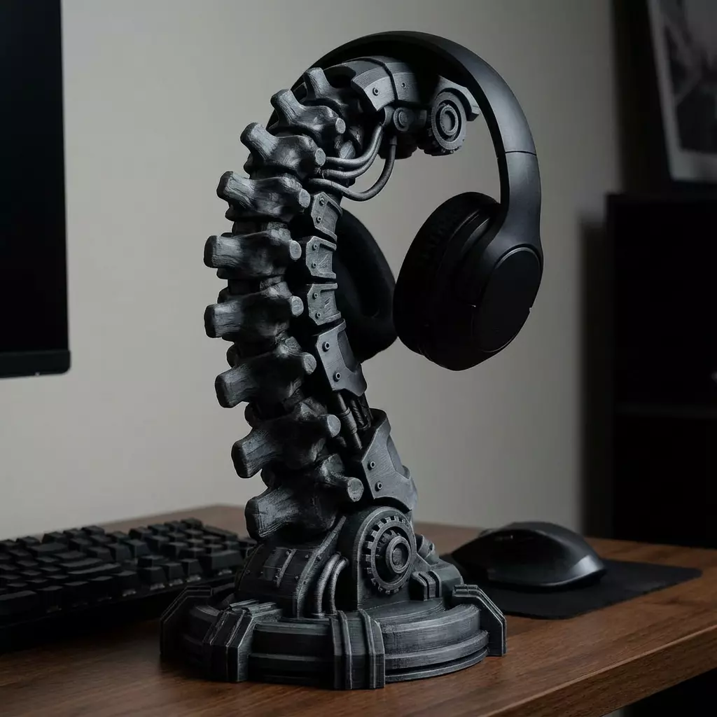 Bionic Spine Headphone Stand Sci-Fi Desk Organizer 3D print model