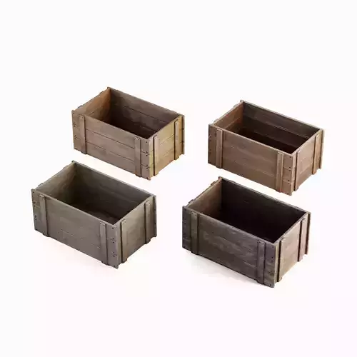 Large Wooden Crate Set  Low-poly 3D model