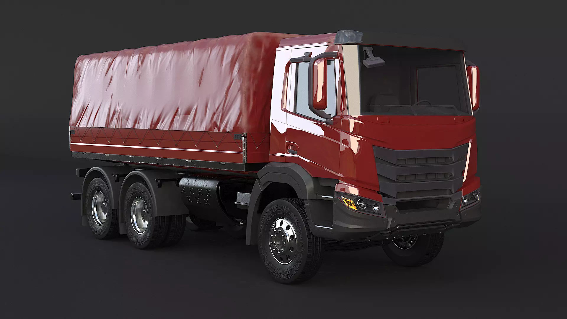Generic 6x4 Tautliner Cargo Truck 3D model