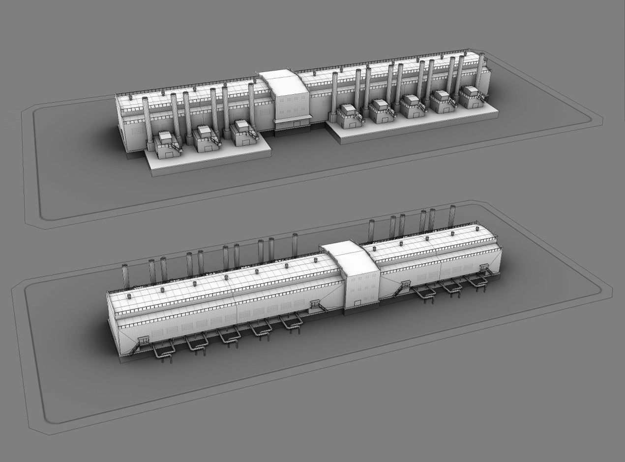 Factory 02 Low-poly 3D model_10
