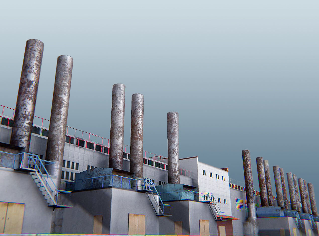 Factory 02 Low-poly 3D model_3