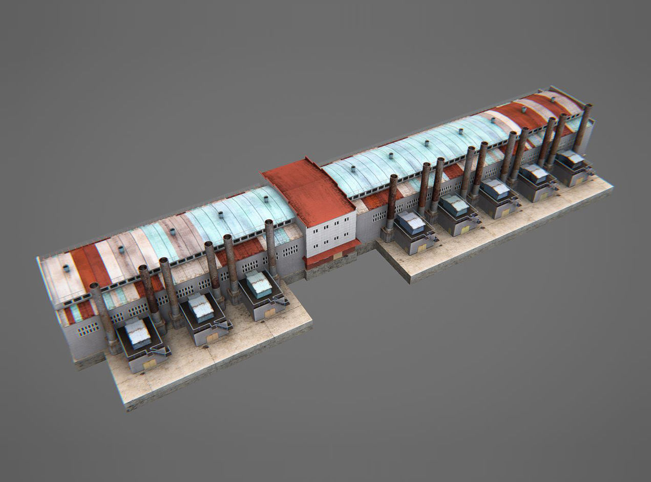 Factory 02 Low-poly 3D model_7