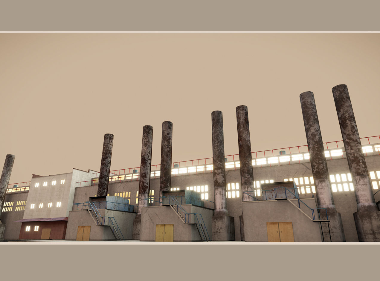 Factory 02 Low-poly 3D model_1