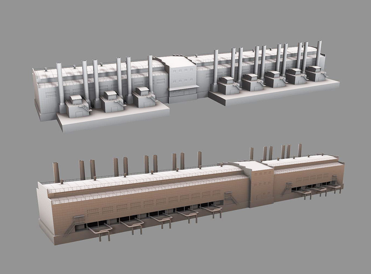 Factory 02 Low-poly 3D model_5
