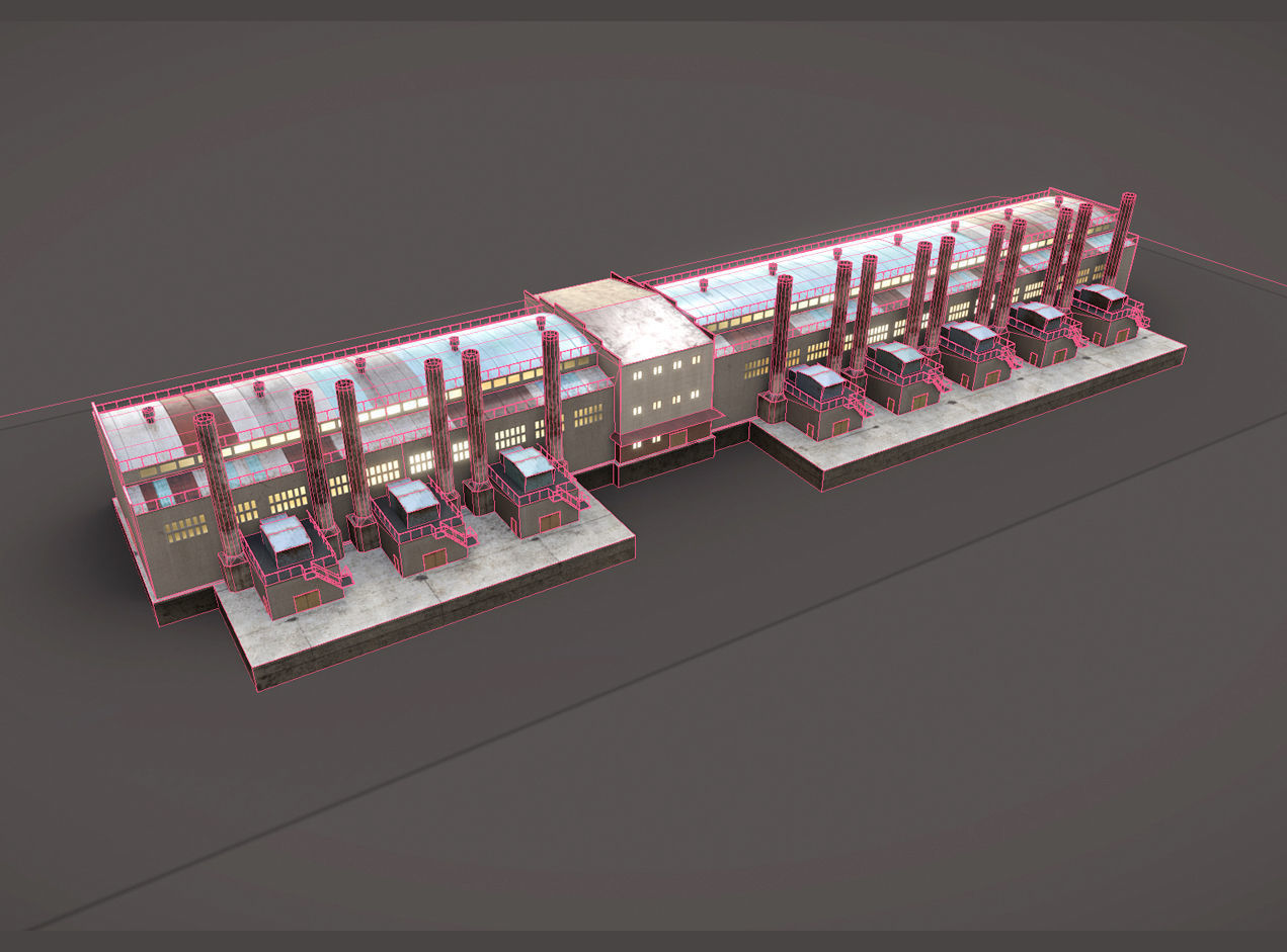 Factory 02 Low-poly 3D model_11