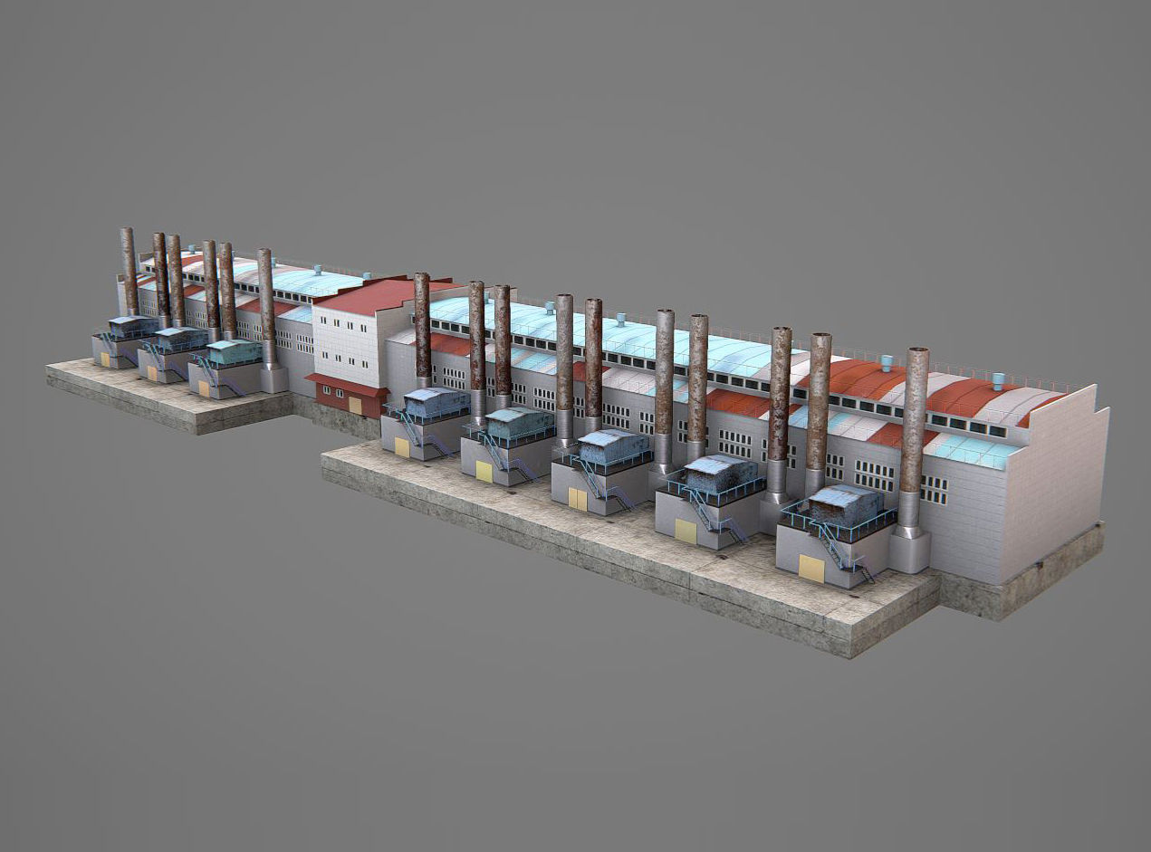 Factory 02 Low-poly 3D model_2
