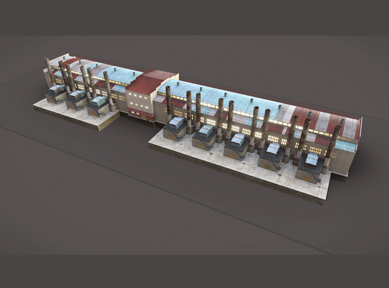Factory 02 Low-poly 3D model_12