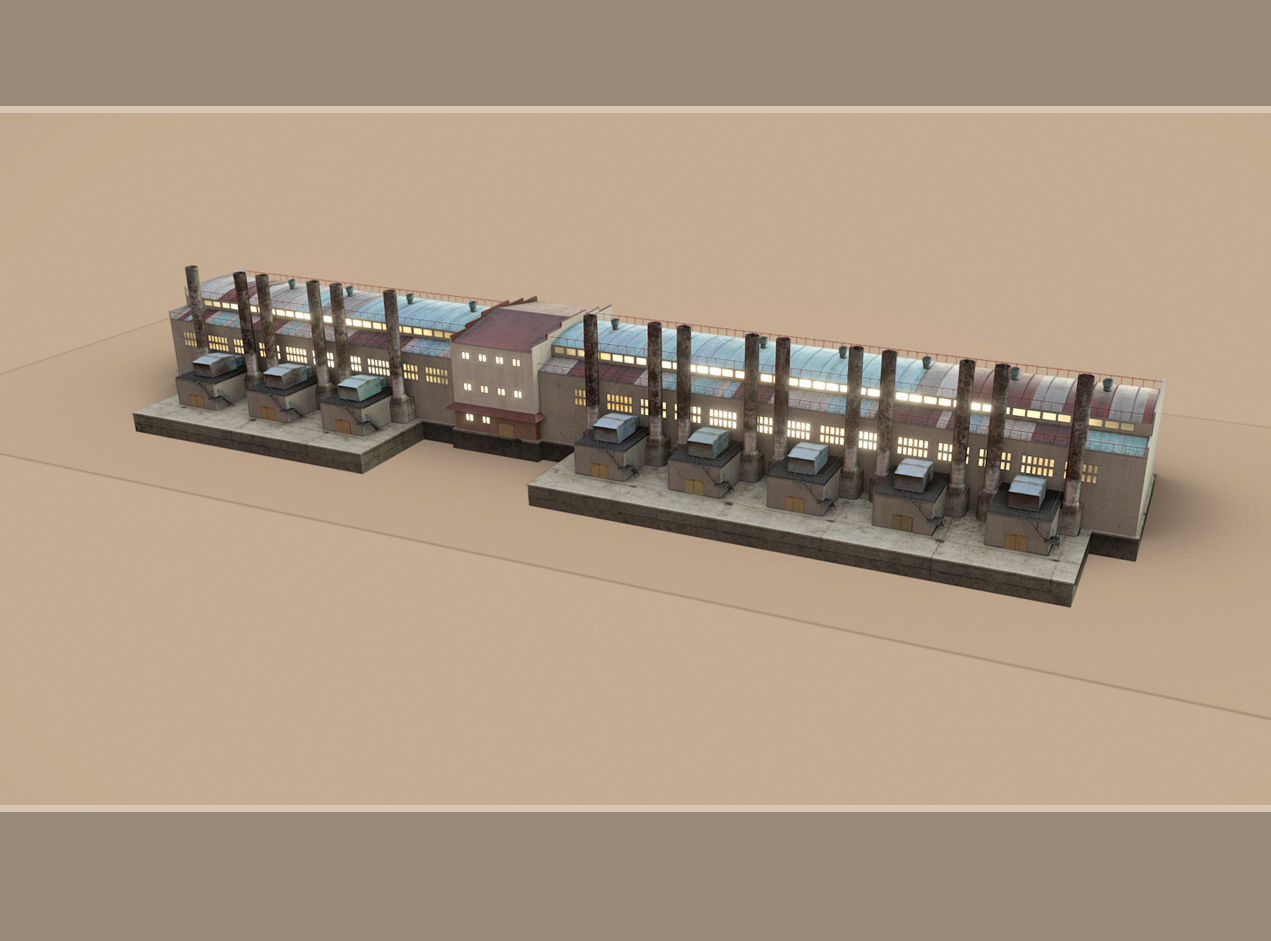 Factory 02 Low-poly 3D model_13