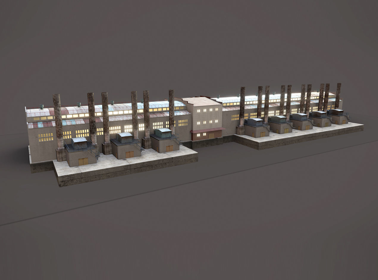 Factory 02 Low-poly 3D model_9