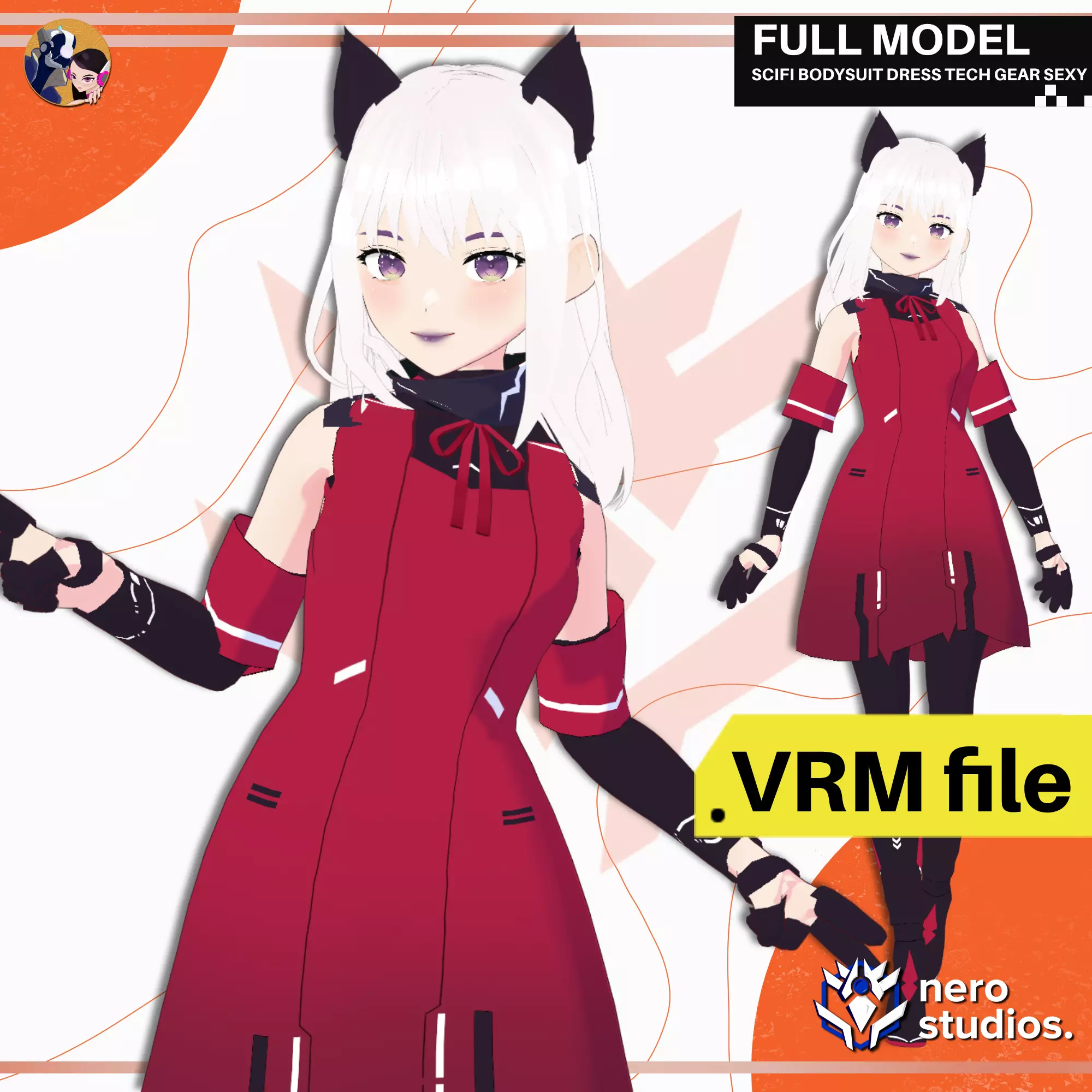VRM SCIFI BODYSUIT DRESS TECH GEAR SEXY CUTE CELL SHADED ANIME 3D model