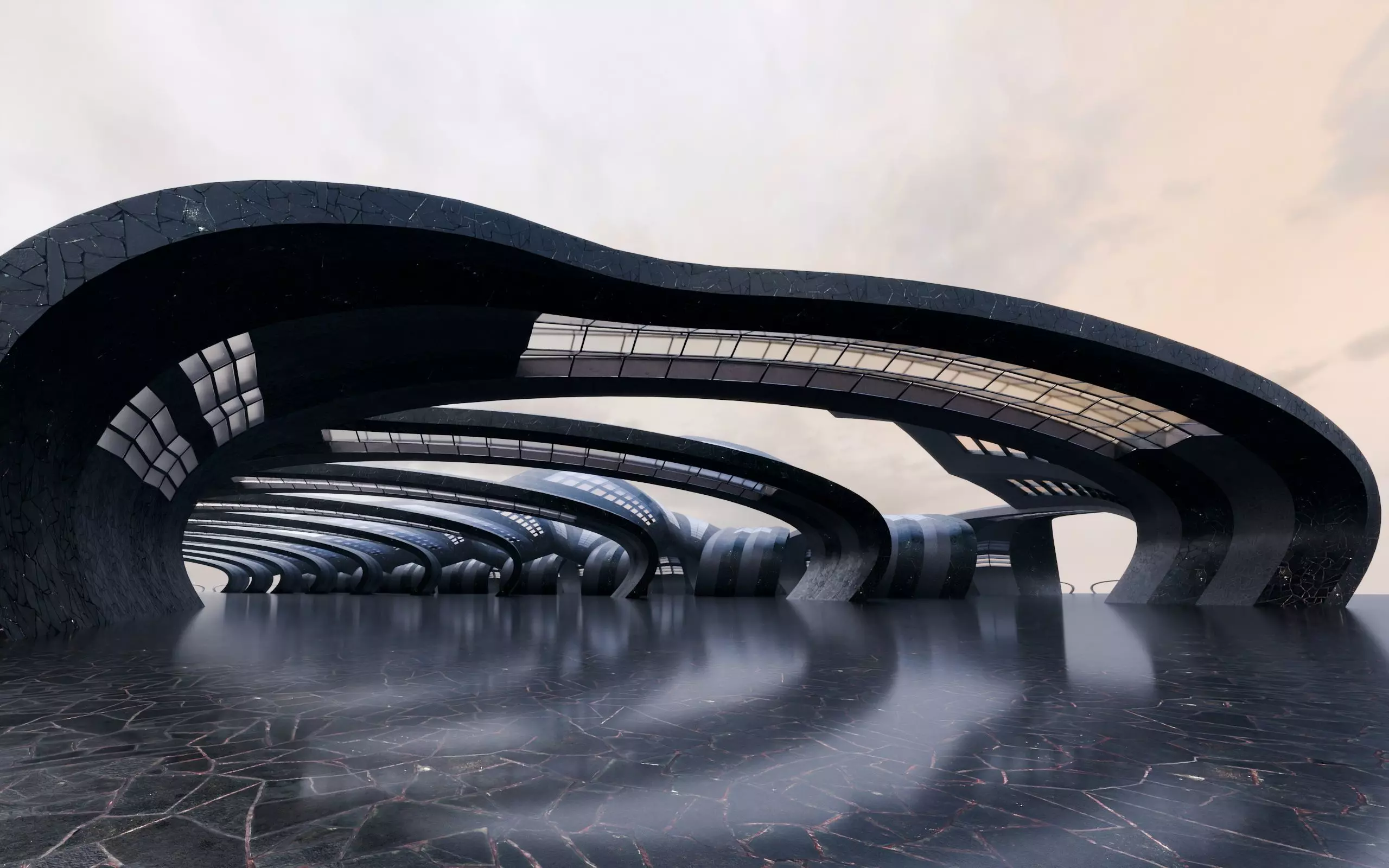 Parametric Modern Passage - Architectural Background- V2U6 Low-poly 3D model