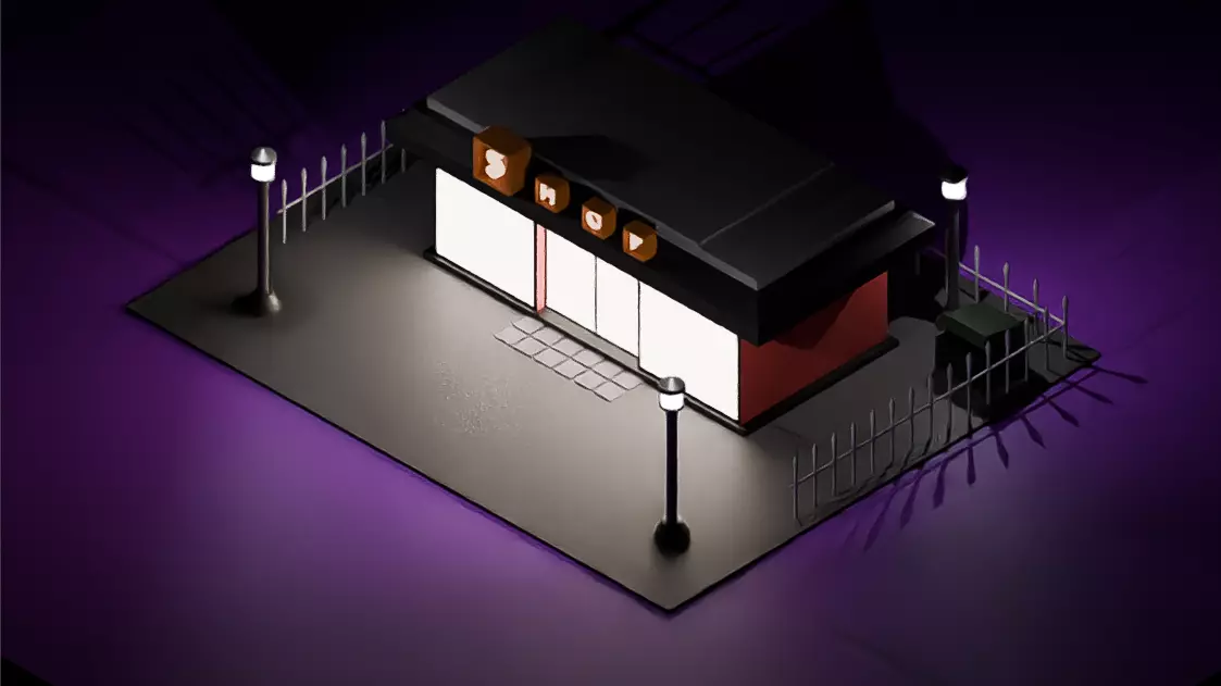Low Poly Urban Kiosk Small Shop Low-poly 3D model