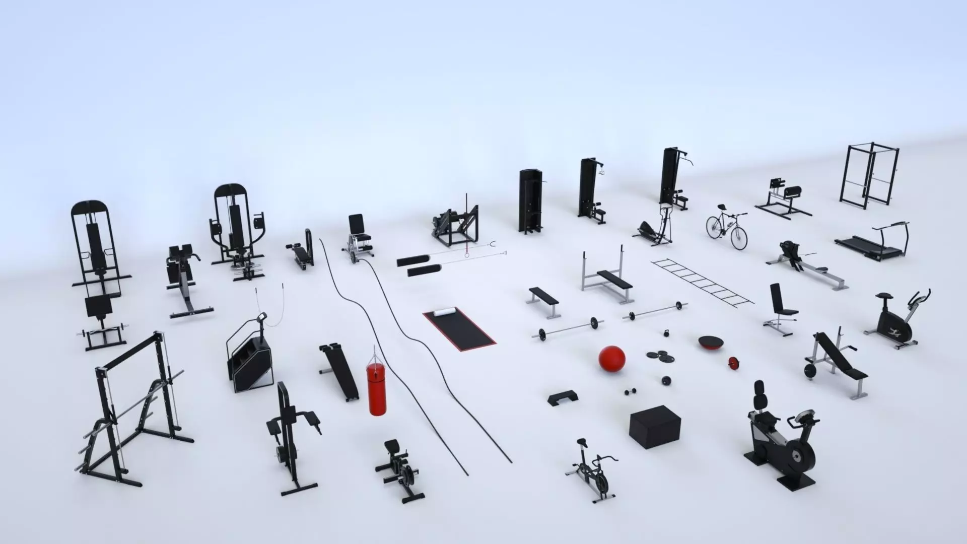 Massive Gym Equipment Collection 3D model_0