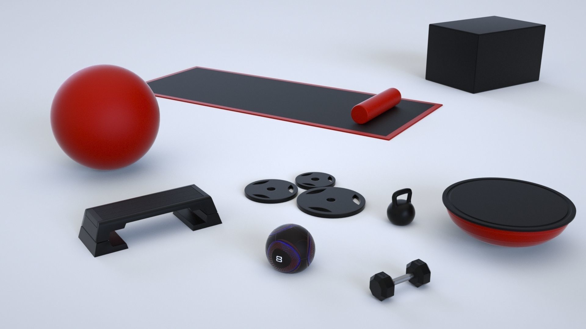 Massive Gym Equipment Collection 3D model_2