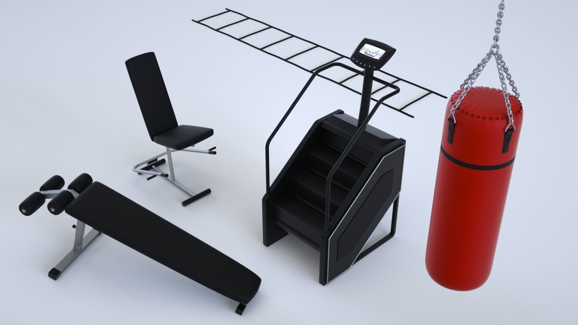 Massive Gym Equipment Collection 3D model_1