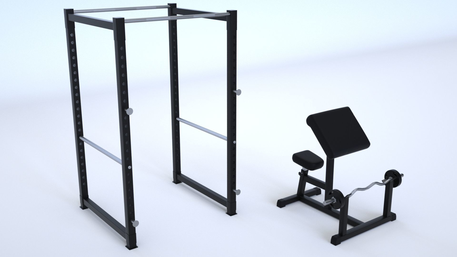 Massive Gym Equipment Collection 3D model_9