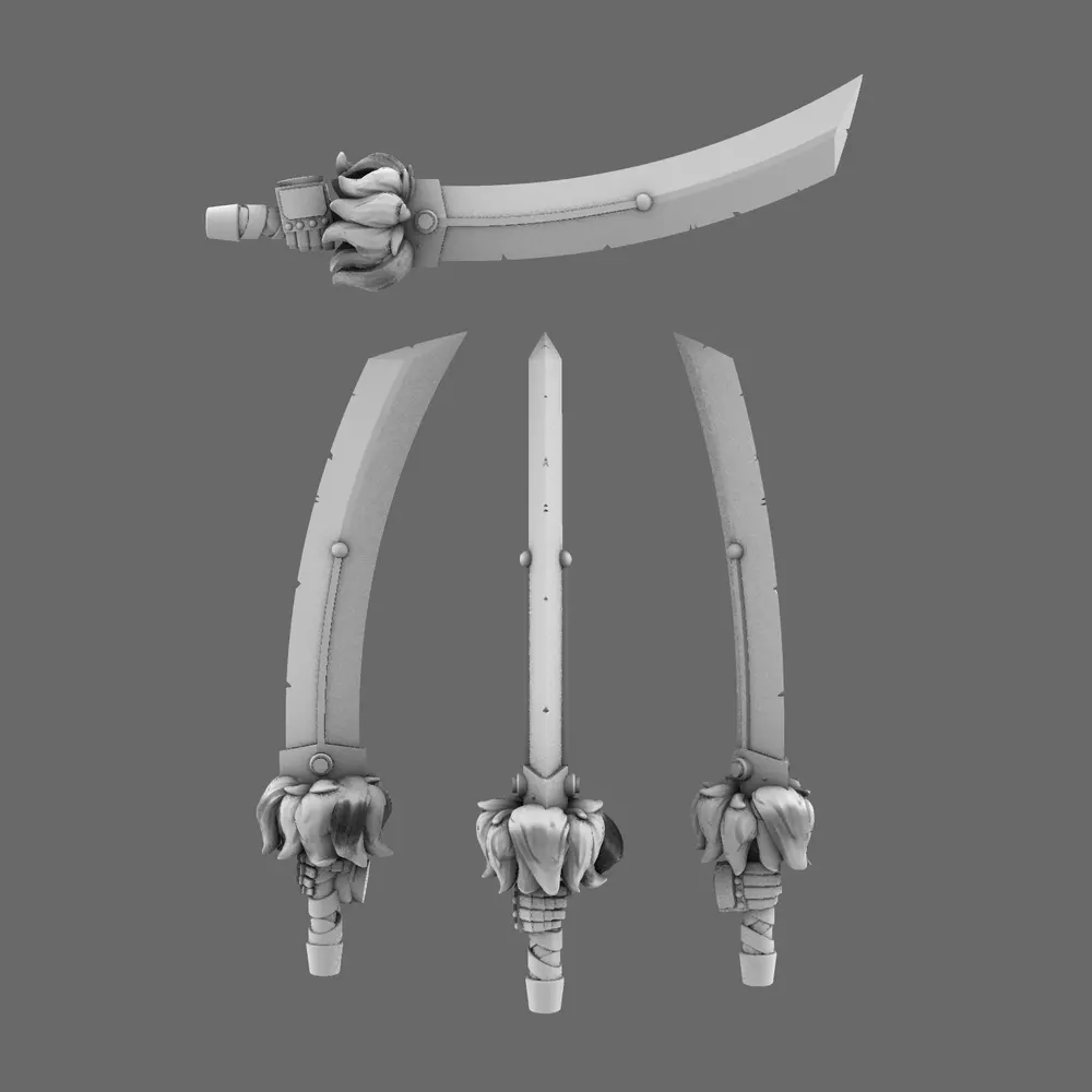 Cyber Samurai Demon Dog Sword RIGHT 3D print model