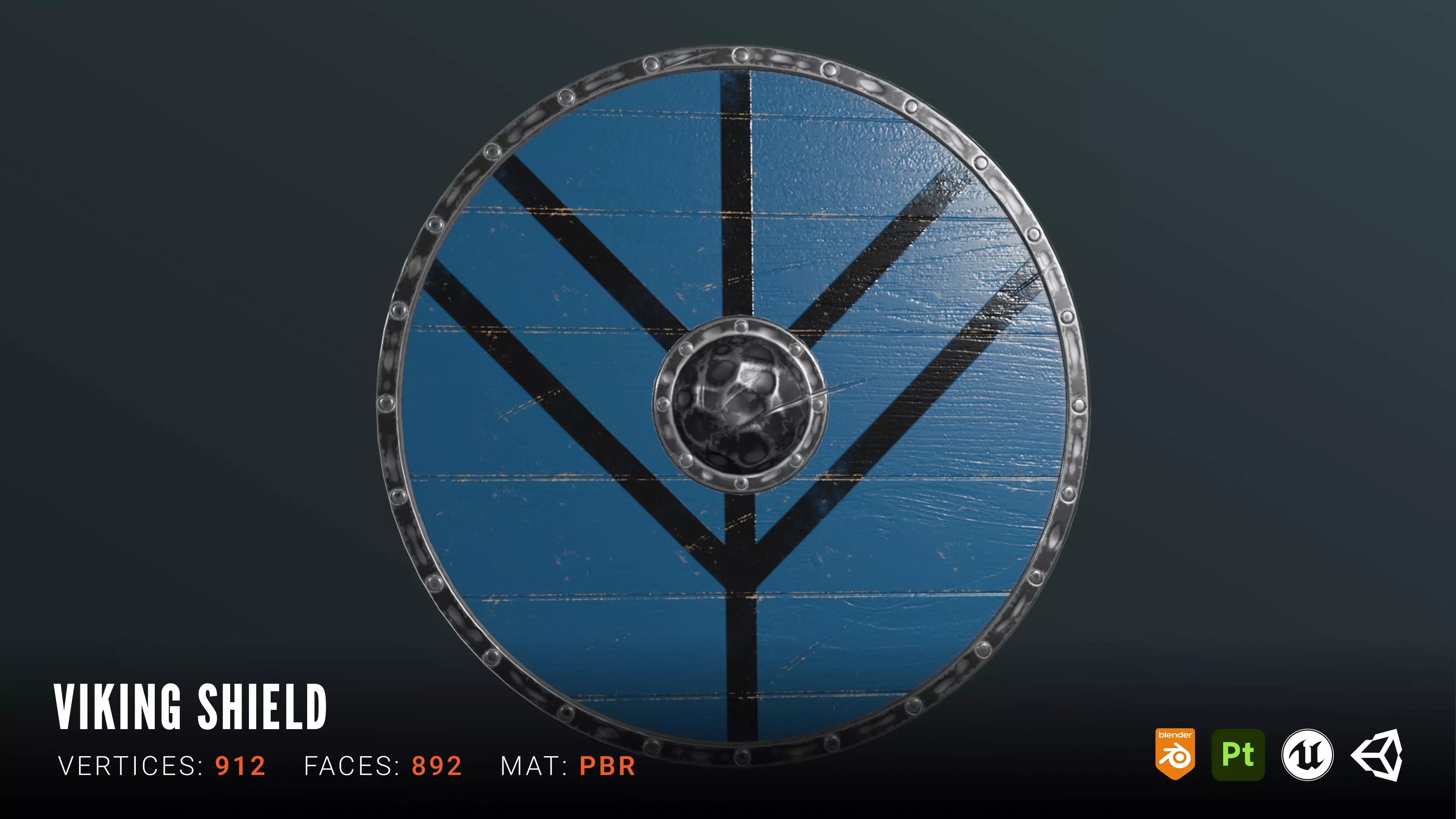 Viking Shield Low-poly 3D model