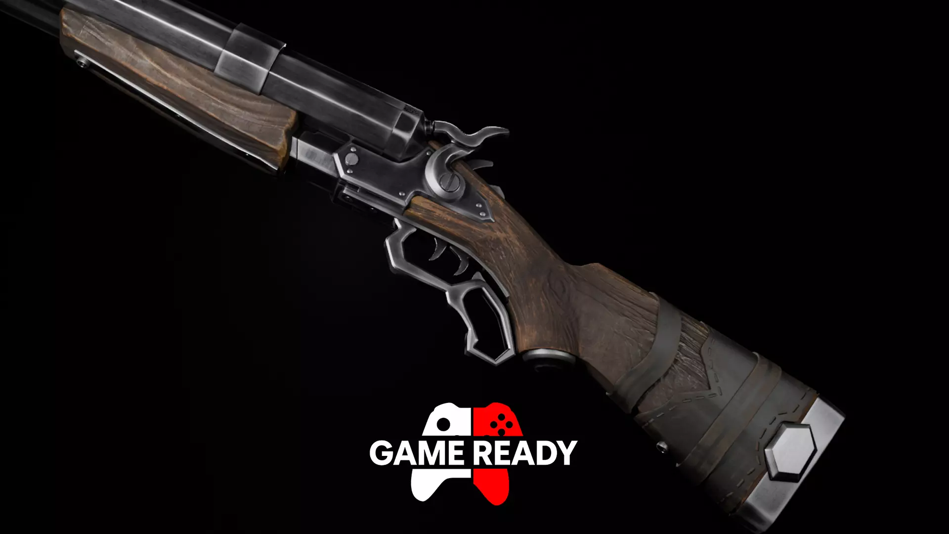 Game Ready Double Barrel Shotgun low poly 3D Model for Games VR Low-poly 3D model