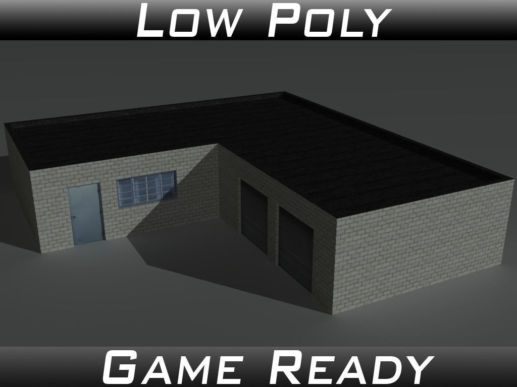 Factory Building 1 Low-poly 3D model_0