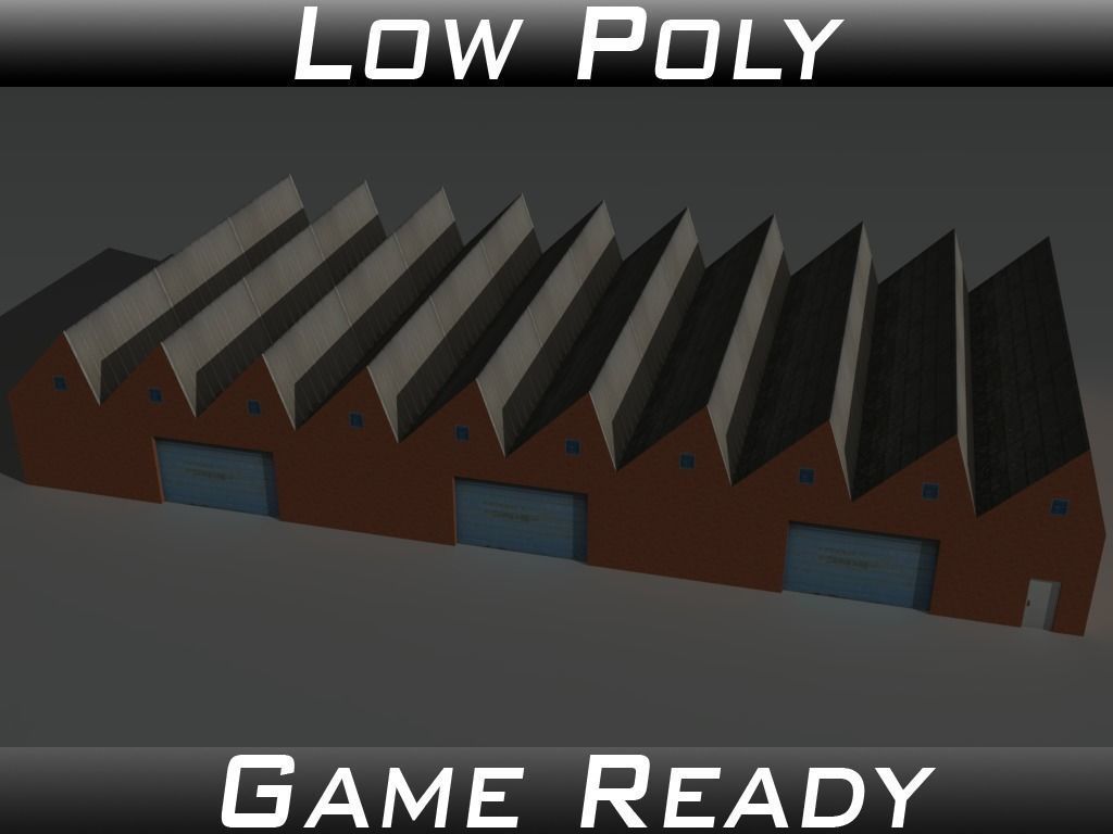 Factory Building 2 Low-poly 3D model_0