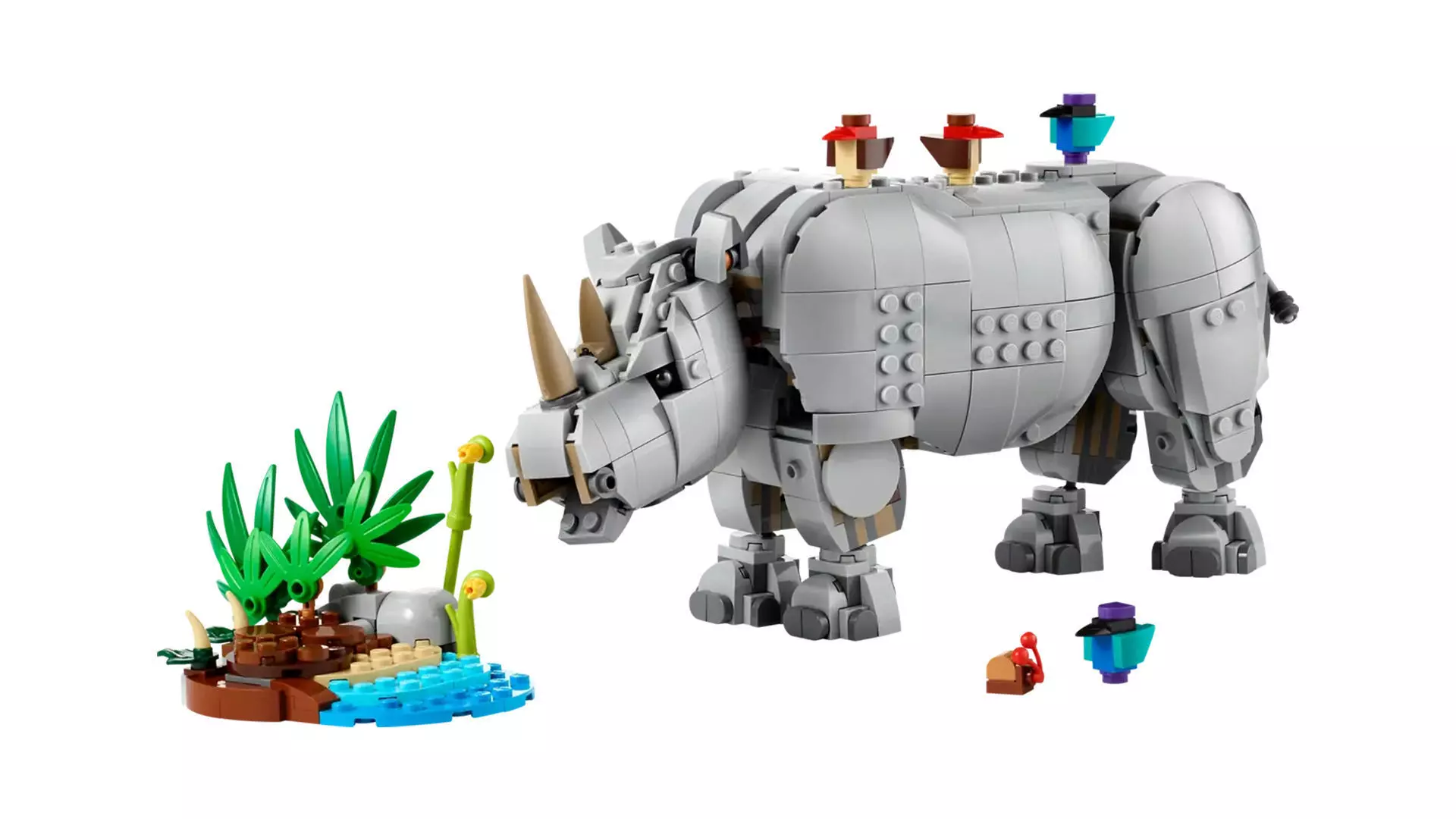 TwindBricks3D - 31171 Wild Animals Majestic Rhino with Birds 3D print model