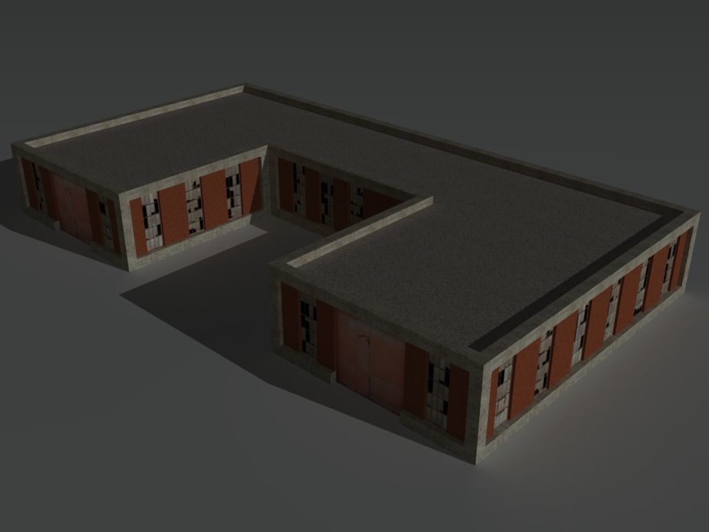 Factory Building 3 Low-poly 3D model_2