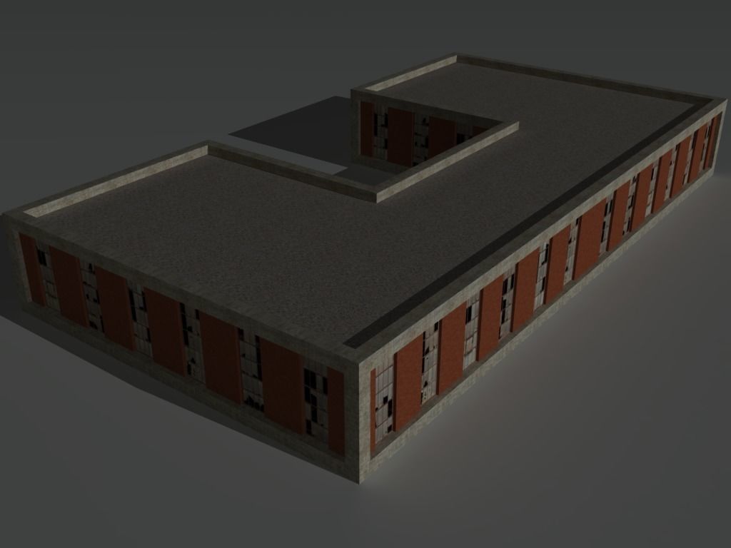 Factory Building 3 Low-poly 3D model_4