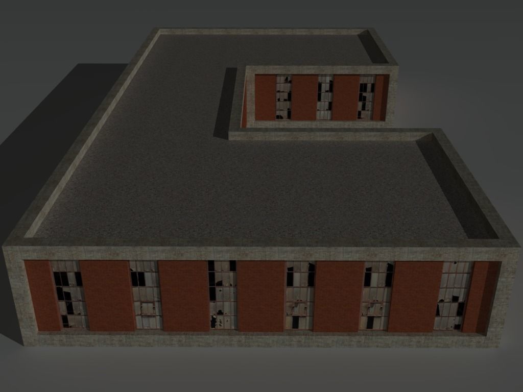 Factory Building 3 Low-poly 3D model_7