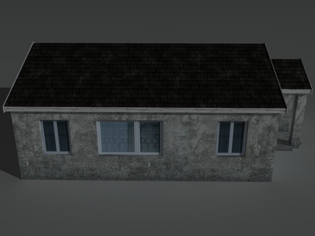 House 2 with roof Low-poly 3D model_7