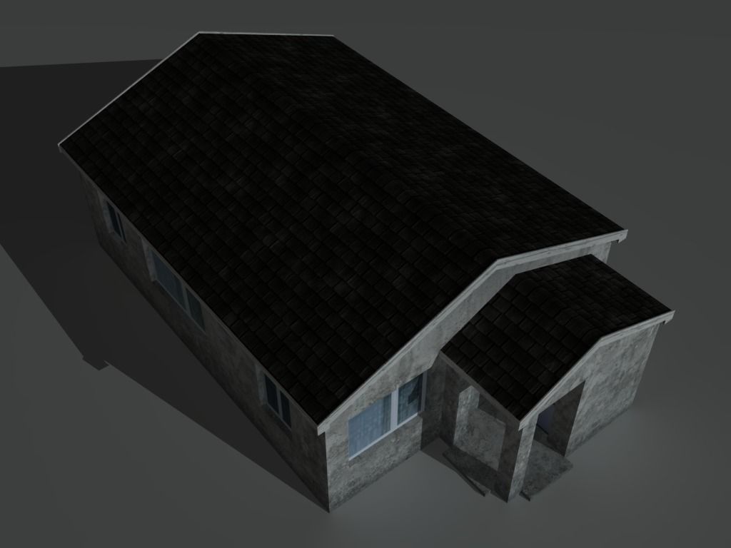 House 2 with roof Low-poly 3D model_9