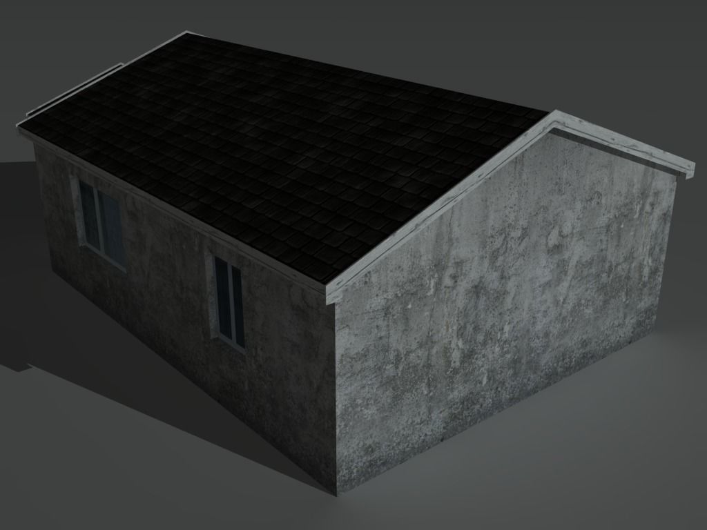House 2 with roof Low-poly 3D model_4