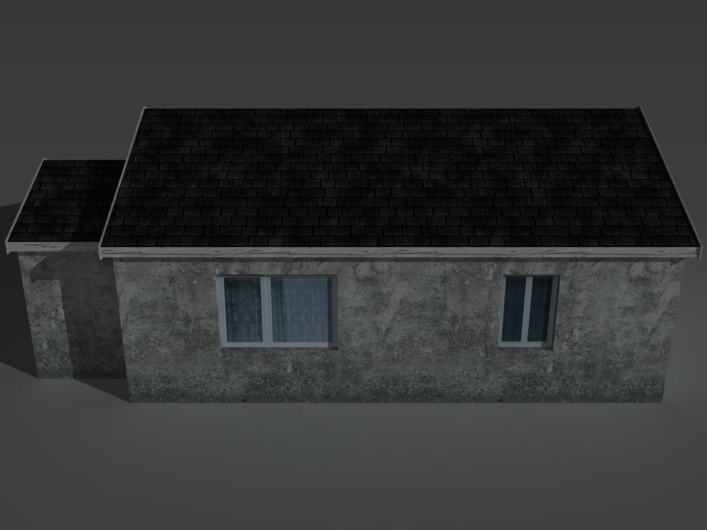 House 2 with roof Low-poly 3D model_3
