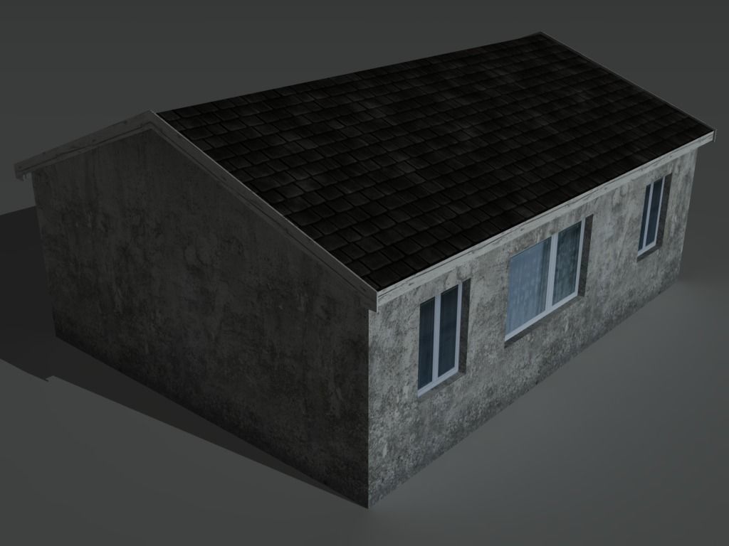House 2 with roof Low-poly 3D model_6