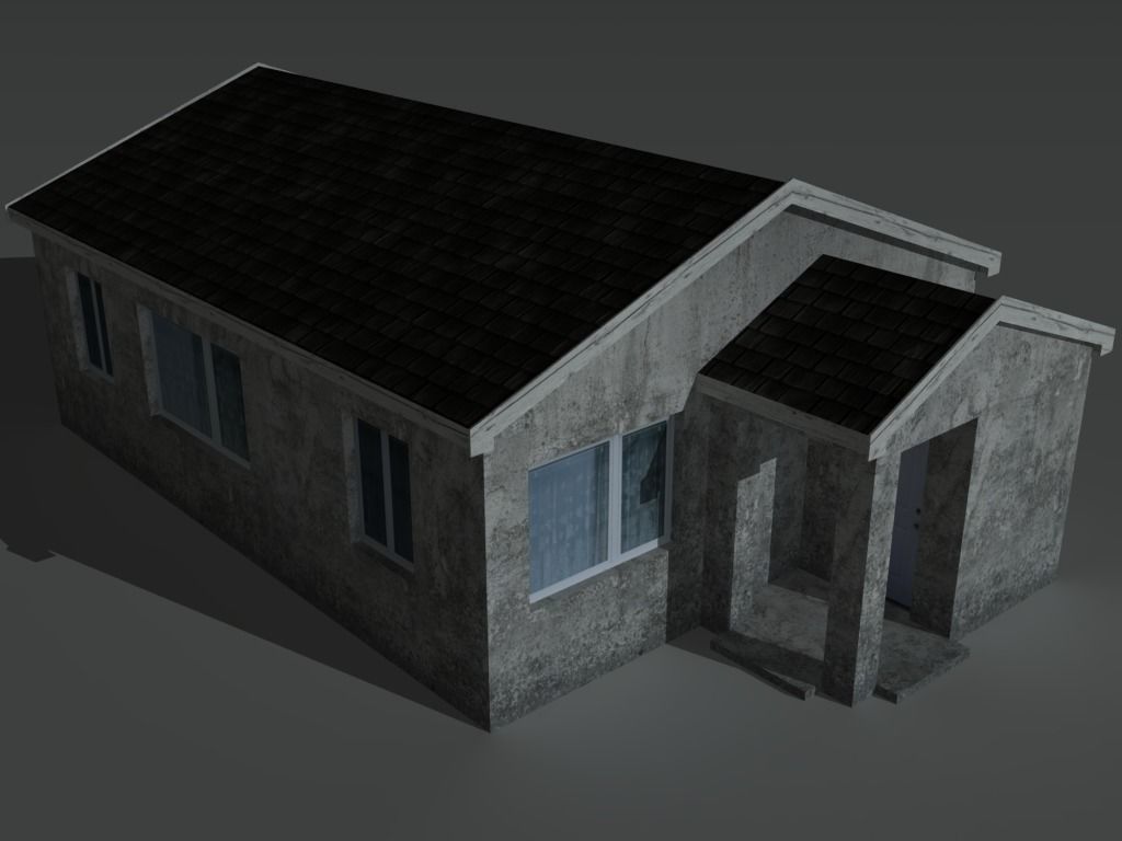 House 2 with roof Low-poly 3D model_8