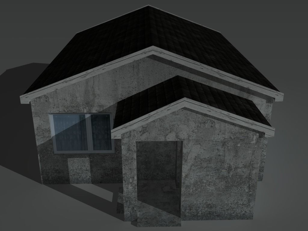 House 2 with roof Low-poly 3D model_1