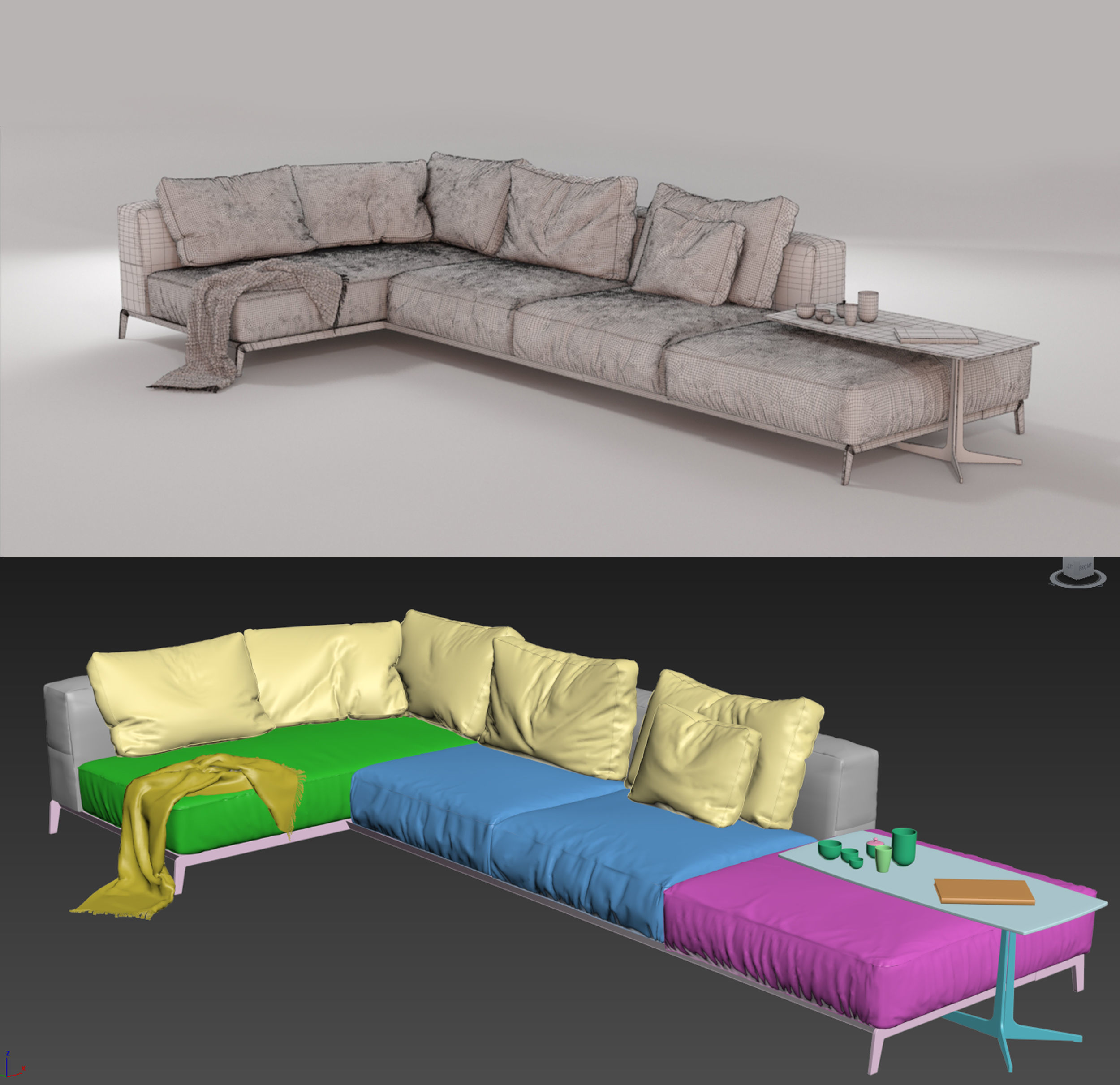 Flexform Sectional Sofa Ettore 3D model_7