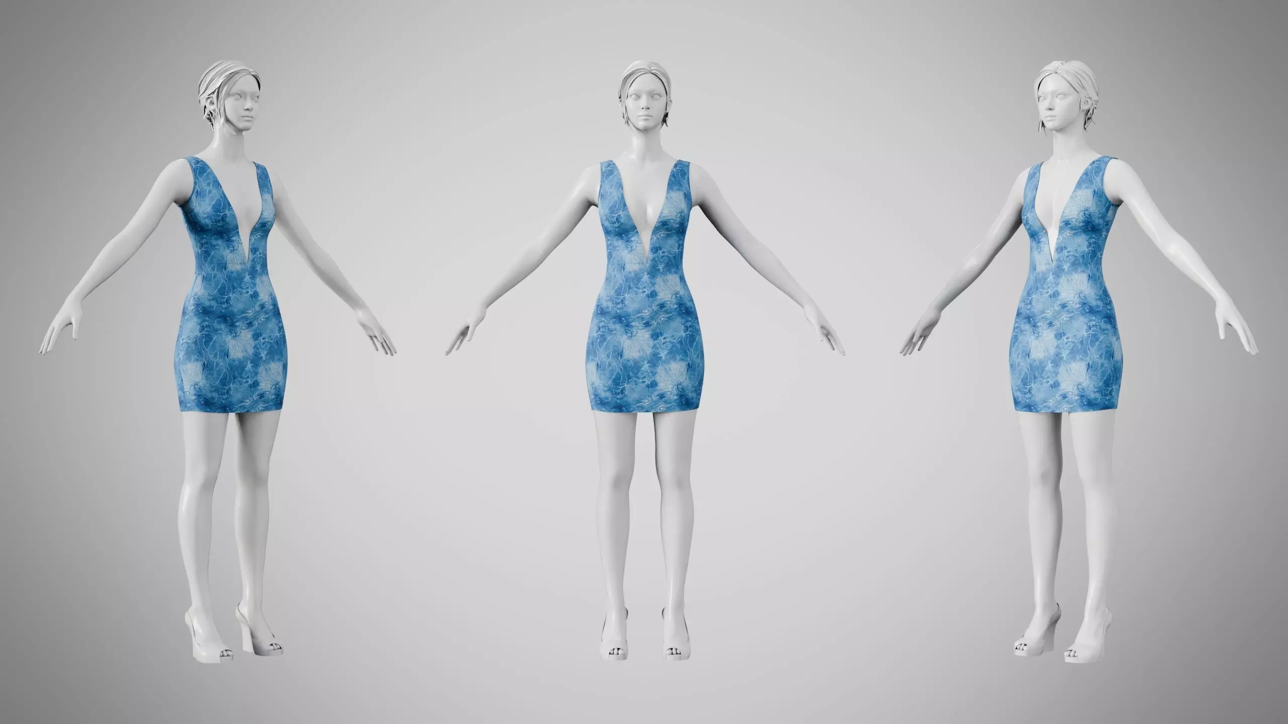 Dress 34 Ocean Frost Low-poly 3D model