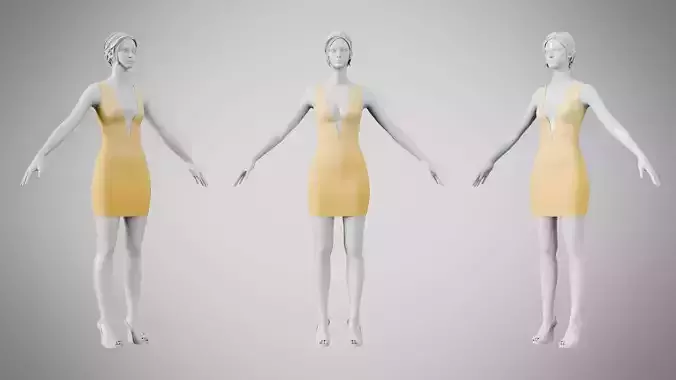 Dress 34 Caramel Low-poly 3D model