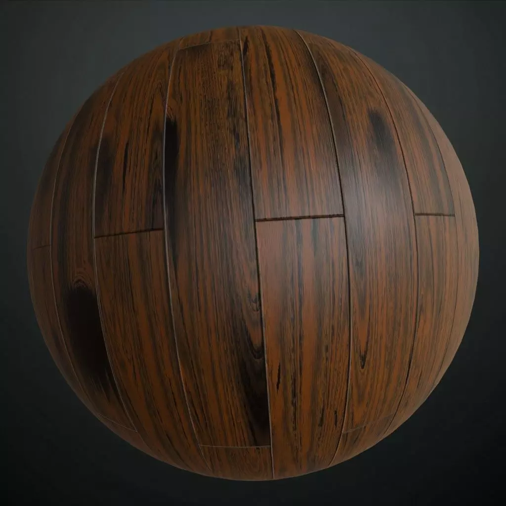 Polished Walnut Herringbone Parquet PBR Seamless Texture