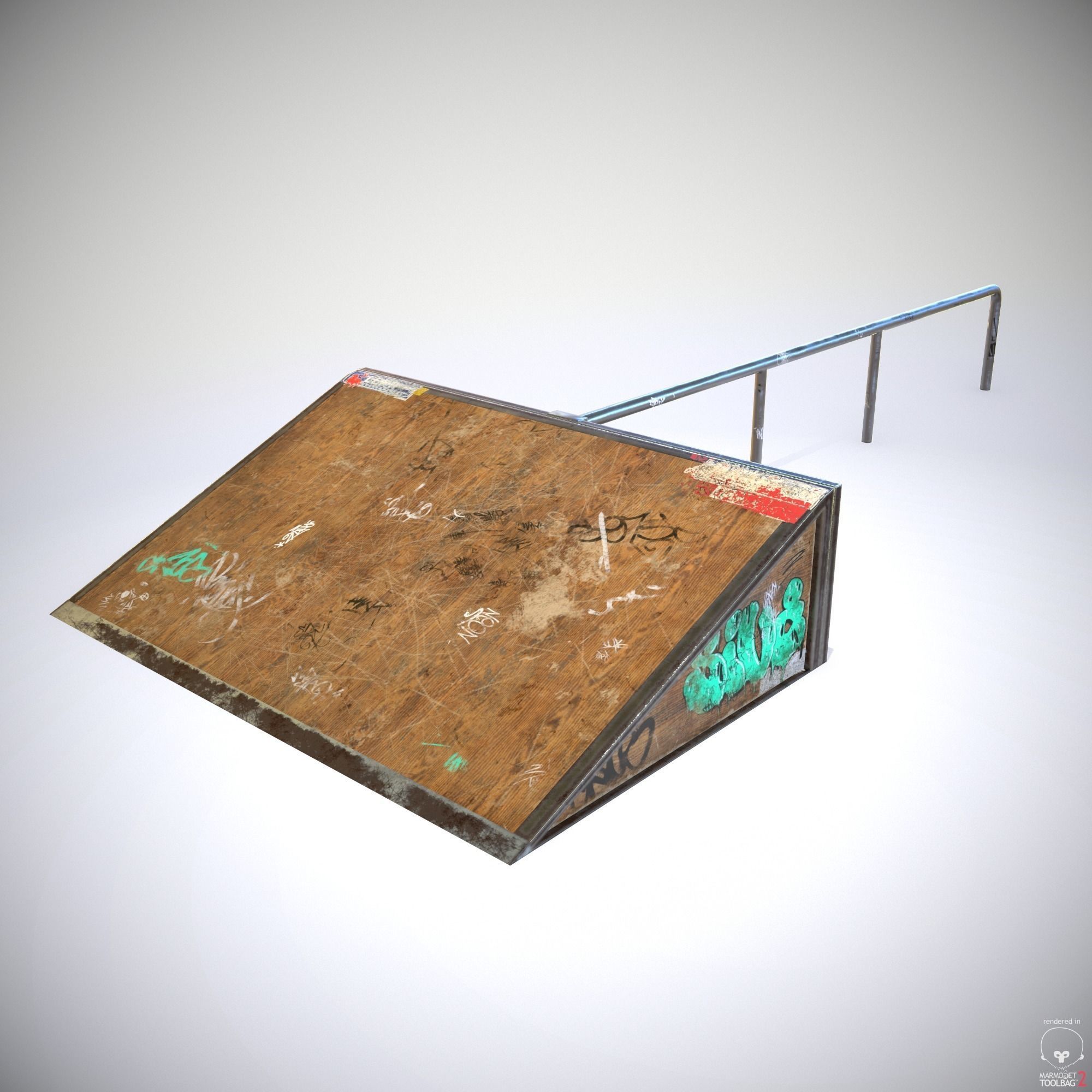 Small sk8 Ramp PBR Textures Low-poly 3D model_0