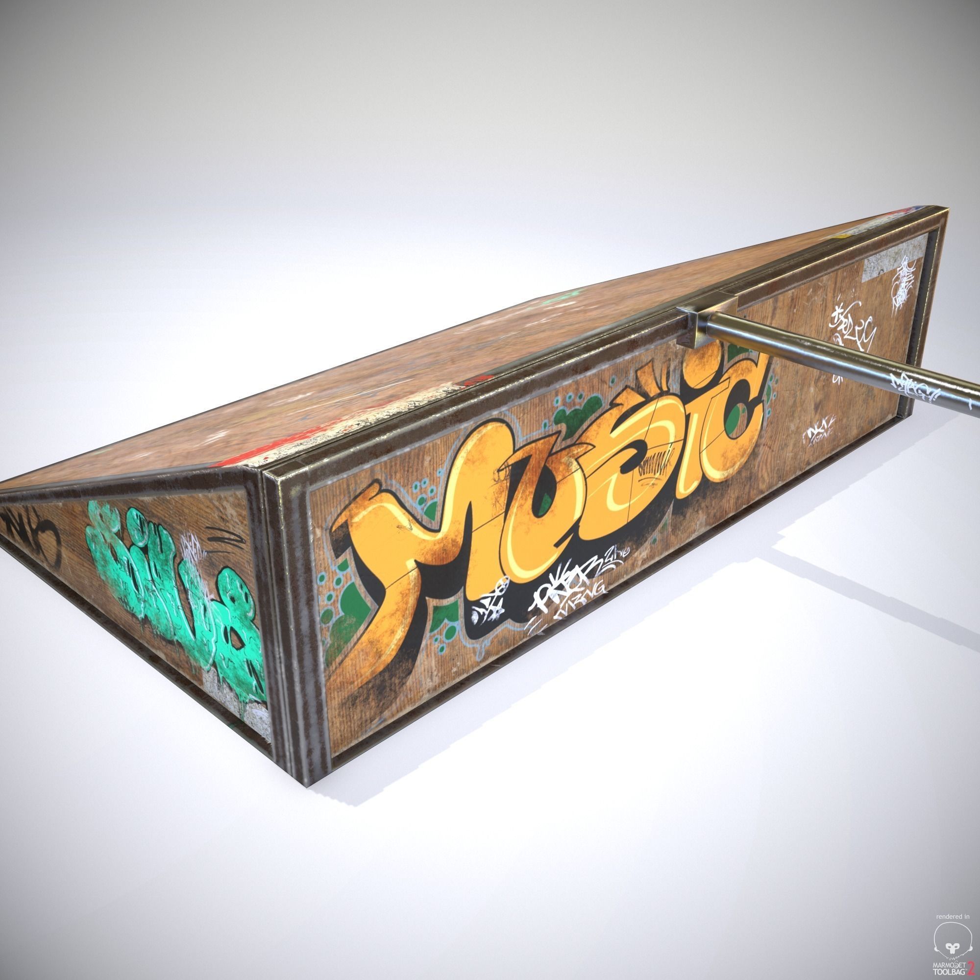 Small sk8 Ramp PBR Textures Low-poly 3D model_2